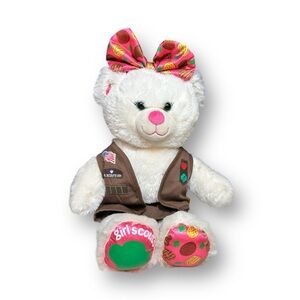 Build A Bear BAB White Pink Girl Scout Cookie Teddy Bear W/‎ Clothes